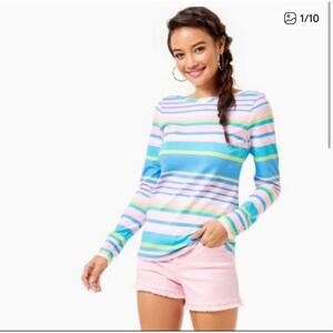 Large Lilly Pulitzer Aleah Top in Paradise Stripe